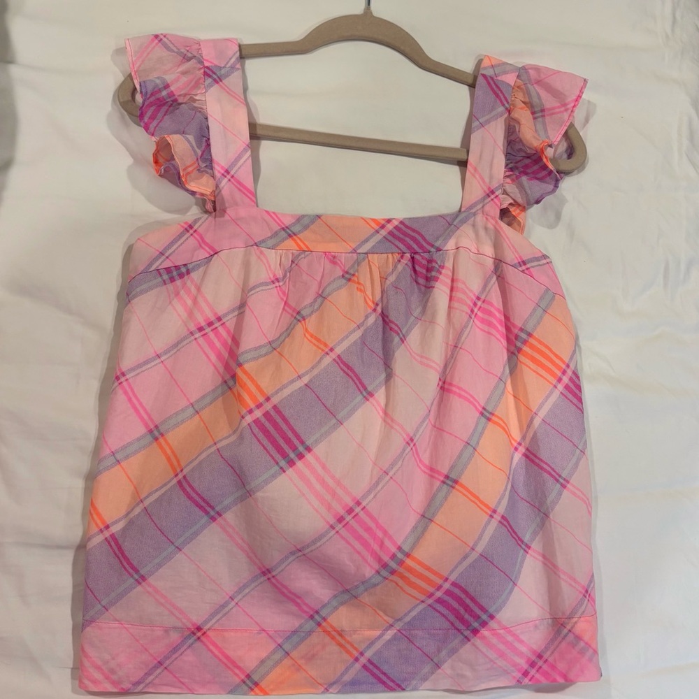 Lilly Pulitzer Reyna Top Pink Isle Plaid Madras Size S